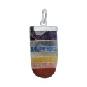 Silver Plated Chakra Oval Point Pendant