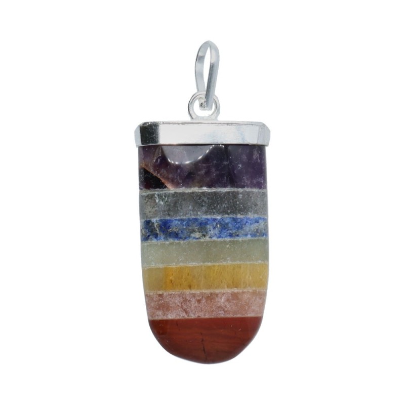 Pendente Punta Ovale di Chakra in Bagno d'Argento
