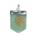 Green Quartz Infinity Knot Pendant in Silver Plating