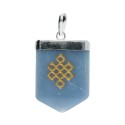 Quartz Bleu Nœud Infini Pendentif Plaqué Argent