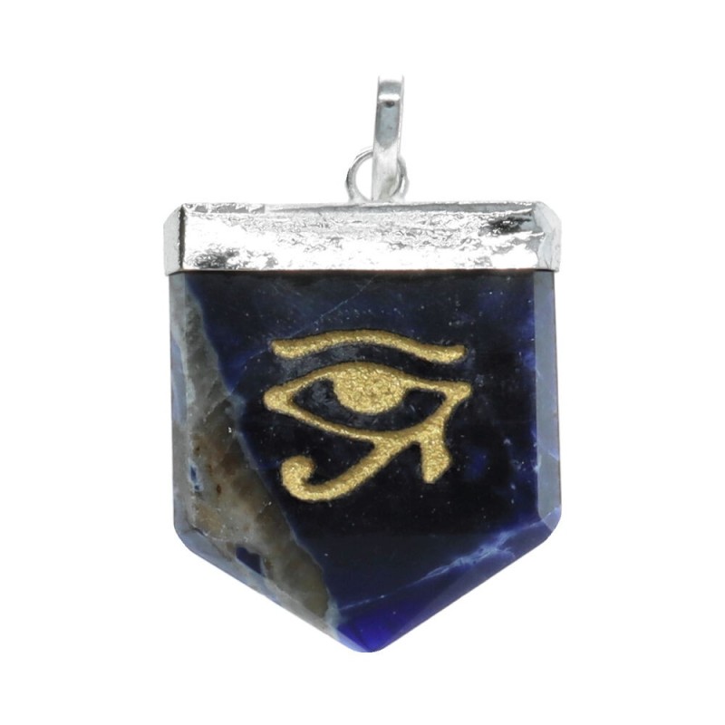 Pendente in Sodalite Occhio di Horus in Bagno d'Argento