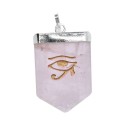 Colgante de Cuarzo Rosa Ojo de Horus en Baño de Plata