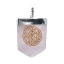 Ciondolo in Quarzo Rosa Fiore della Vita in Bagno d'Argento