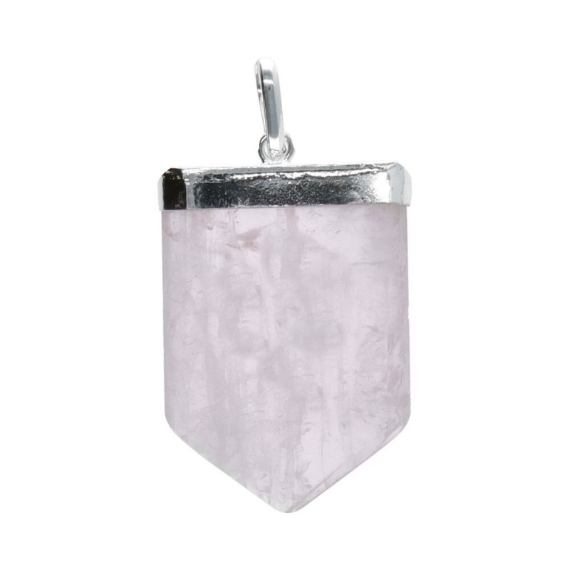 Ciondolo in Quarzo Rosa Fiore della Vita in Bagno d'Argento