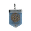 Quartz bleu Fleur de vie Pendentif plaqué argent