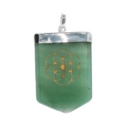 Pendente in Quarzo Verde Semenza della Vita in Bagno d'Argento