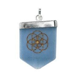 Pendente in Quarzo Blu Semenza della Vita con Bagno d'Argento