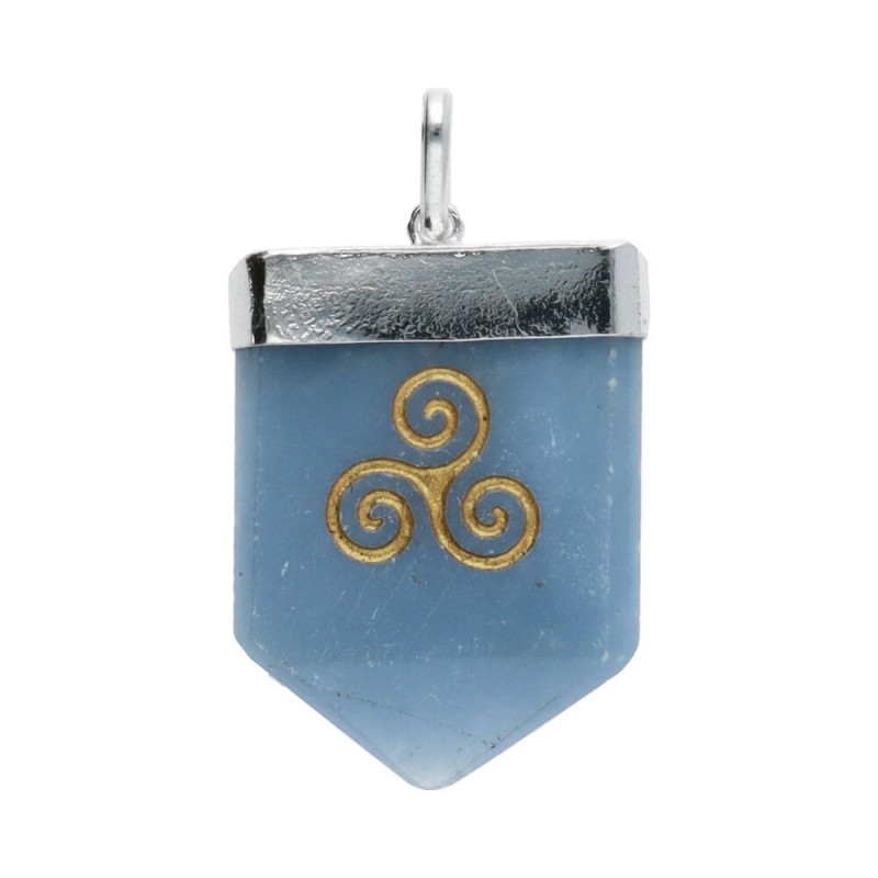 Pendente in Quarzo Blu Triskel in Bagno d'Argento