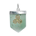 Pendentif Triskel en quartz vert plaqué argent