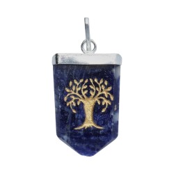 Ciondolo in Sodalite Albero della Vita in Bagno d'Argento