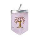 Pendente Árvore da Vida em Quartzo Rosa com banho de prata