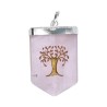 Pendentif argenté arbre de vie en quartz rose
