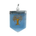 Tree of Life Blue Quartz Pendant in Silver Plating