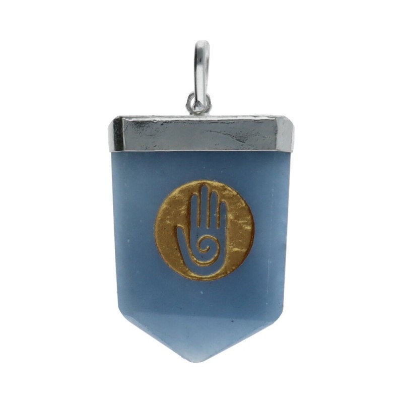 Pendente in Quarzo Blu Mano Hopi in Bagno d'Argento