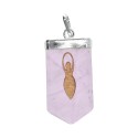 Pendente Mãe Terra em Quartzo Rosa com banho de prata