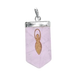 Pendente in Quarzo Rosa Madre Terra con Bagno d'Argento