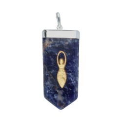 Ciondolo in Sodalite Madre Terra con Bagno d'Argento