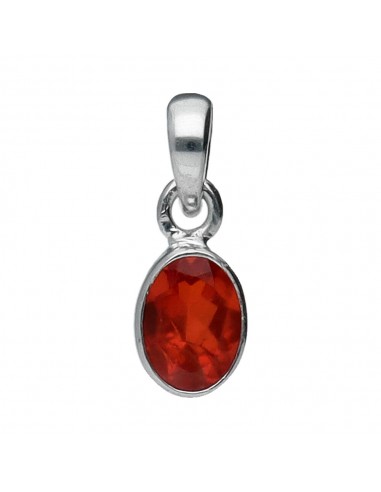 Faceted Fire Opal Pendant in 925...