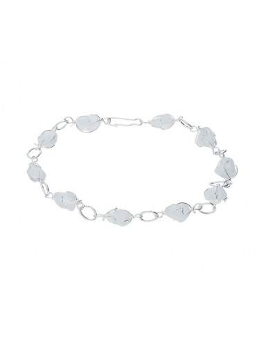 Bracciale in quarzo latteo con perle...