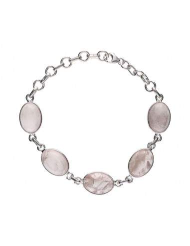 Pulsera di Quarzo Rosa in Argento...