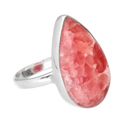 Anillo Gota Aleatoria de Rodocrosita en Plata de Ley 925
