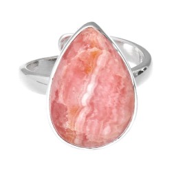 Anello Goccia Casuale in Rodocrosite Regolabile in Argento Sterling 925