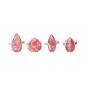 925 Sterling Silver Adjustable Random Rhodochrosite Drop Ring