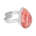 925 Sterling Silver Adjustable Random Rhodochrosite Drop Ring