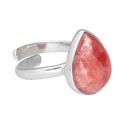 925 Sterling Silver Adjustable Small Random Rhodochrosite Drop Ring
