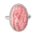 Anel de rodocrosite oval aleatório ajustável em prata esterlina 925