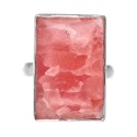 Anillo Rectangular Aleatoria de Rodocrosita en Plata de Ley 925