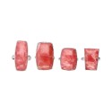 Rhodochrosite Random Rectangular Ring in 925 Sterling Silver
