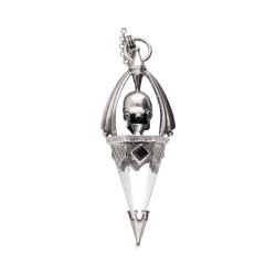 Pendule crâne de Gotland avec minéraux en argent sterling 925