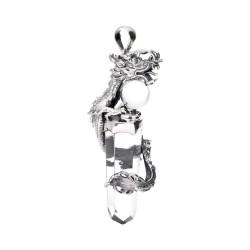 Ciondolo Drago con Punta e Sfera in Argento 925