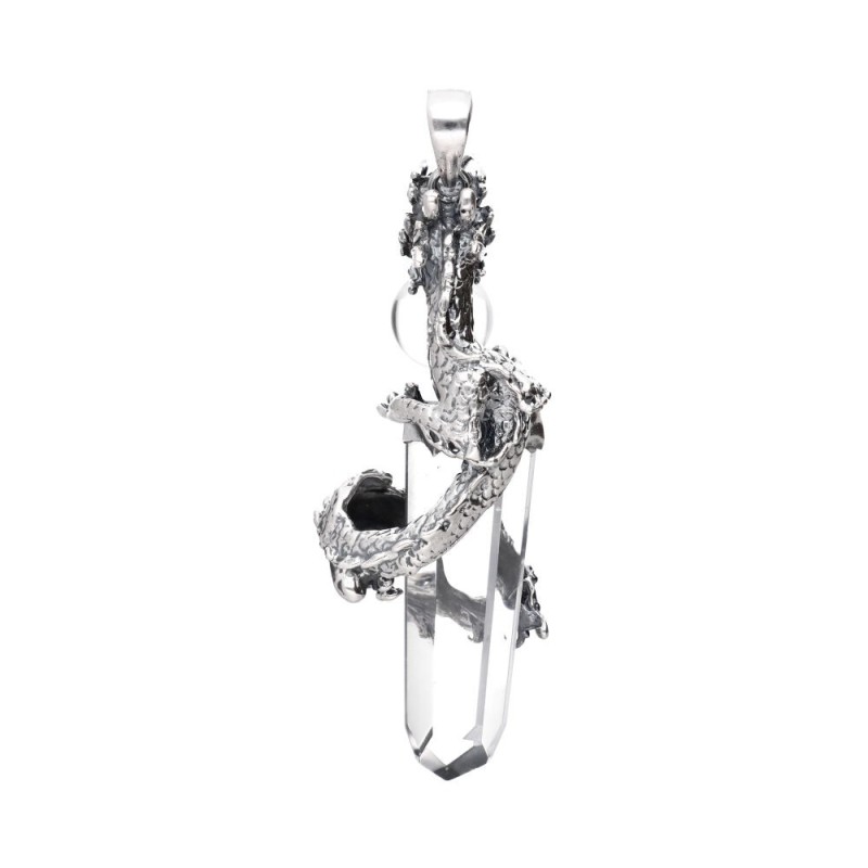 Ciondolo Drago con Punta e Sfera in Argento 925