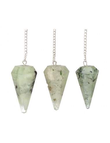 Pendule à facettes en prehnite (FAC8)