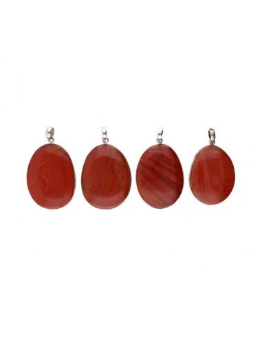 Random Red Jasper Oval Pendant in 925...