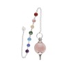 Pêndulo Mermet com Quartzo Rosa e Chakras em banho de prata (PEND104)