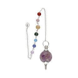 Pendolo Mermet con Amatista e Chakre in Bagno d'Argento (PEND112)