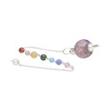 Mermet Pendulum with Amethyst and Chakras in Silver Bath (PEND112)