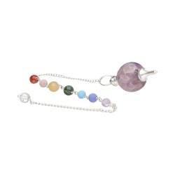 Pendolo Mermet con Amatista e Chakras in Bagno d'Argento (MER7)