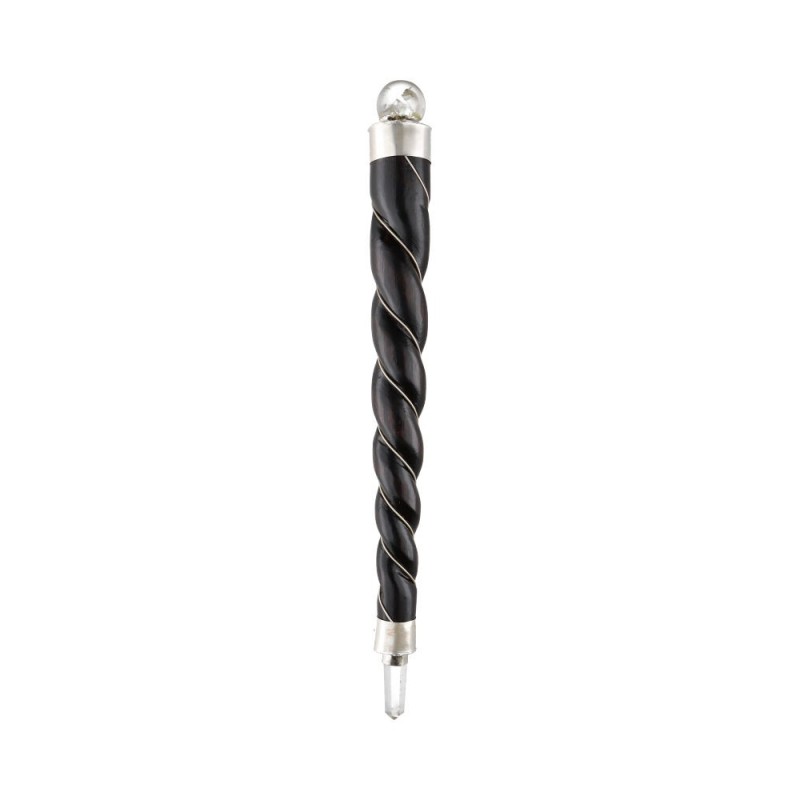 Bastone Canalizzatore in Legno Medio Spirale in Bagno d'Argento