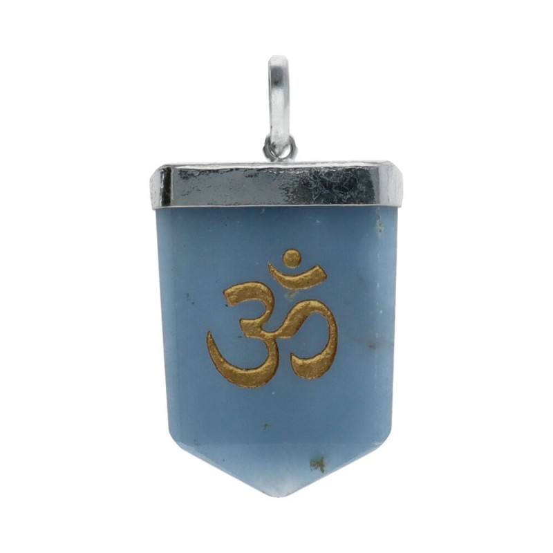 Pendente in Quarzo Blu Om con Bagno d'Argento