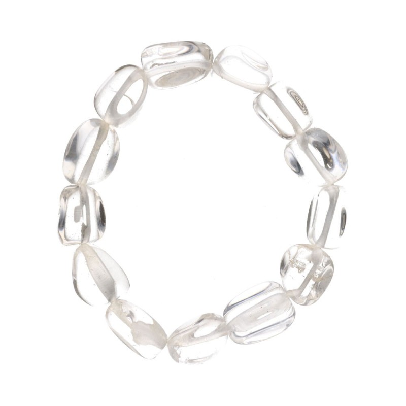 Bracciale con pietre levigate di quarzo bianco