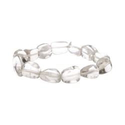Bracciale con pietre levigate di quarzo bianco