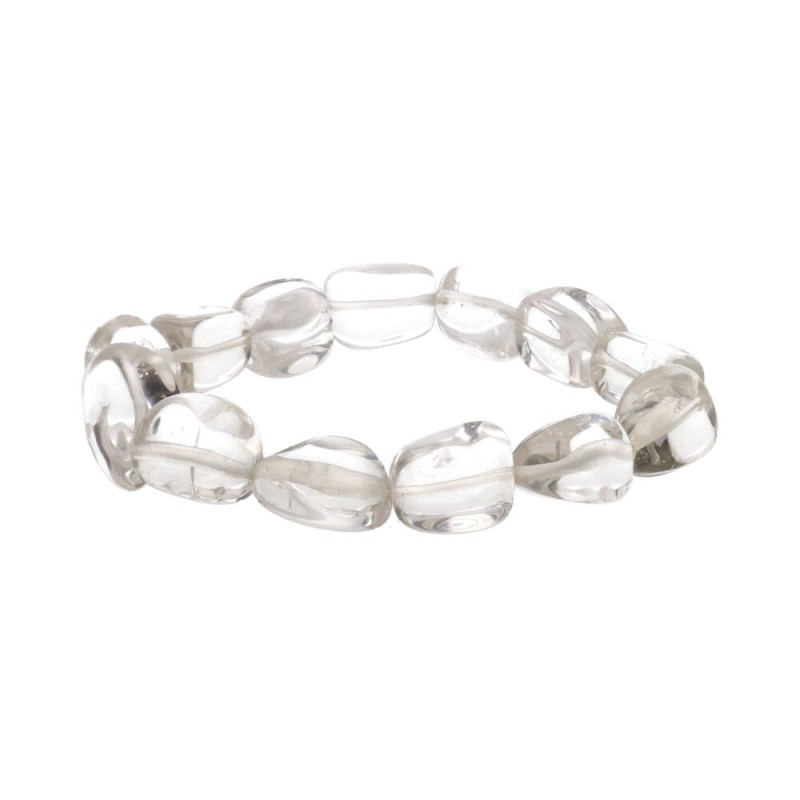 Bracciale con pietre levigate di quarzo bianco