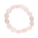 Pulseira de quartzo rosa com banho de ródio