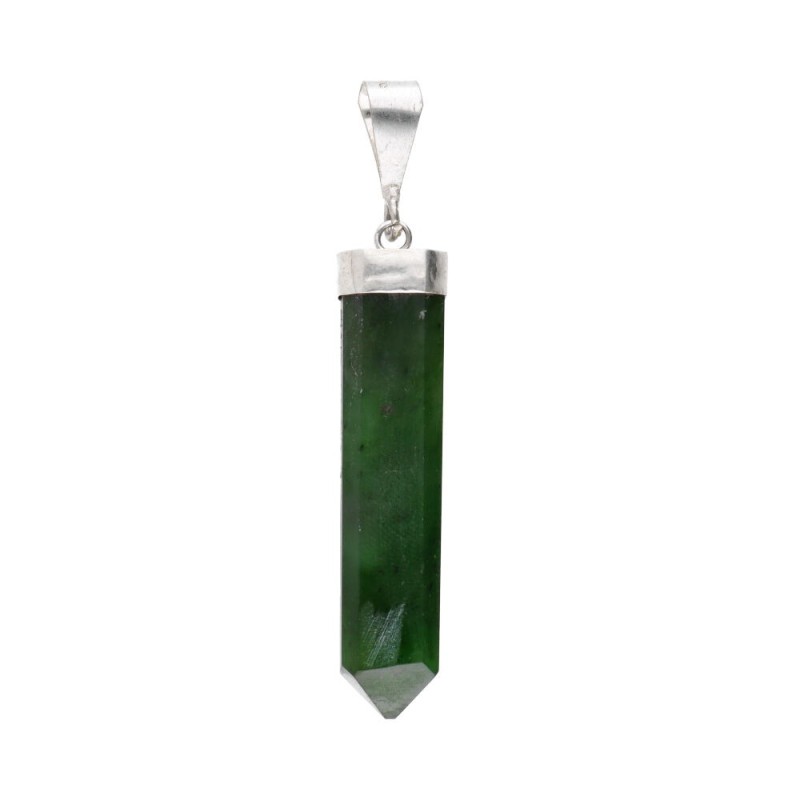 Pendente Punta Lucida di Giada Nephrite in Argento Sterling