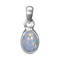 Mini Oval Opal Pendant in 925 Sterling Silver