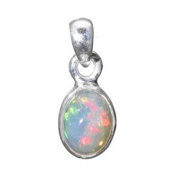 Mini Oval Opal Pendant in 925 Sterling Silver